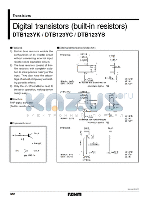 DTB123YS datasheet - Digital transistors (built-in resistors)