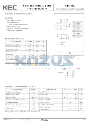 KTC4077_08 datasheet - EPITAXIAL PLANAR NPN TRANSISTOR