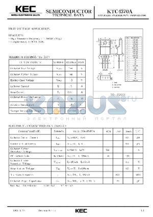 KTC4370A datasheet - EPITAXIAL PLANAR NPN TRANSISTOR (HIGH VOLTAGE)