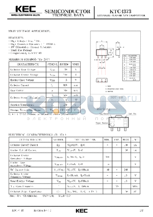 KTC4373 datasheet - EPITAXIAL PLANAR NPN TRANSISTOR (HIGH VOLTAGE)