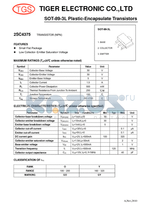 KTC4375 datasheet - SOT-89-3L Plastic-Encapsulate Transistors (NPN)