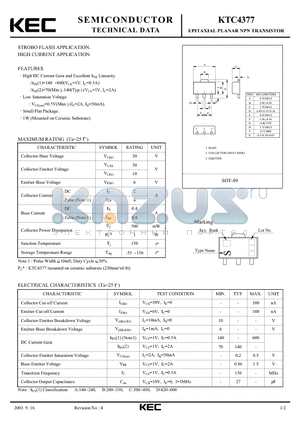 KTC4377_03 datasheet - EPITAXIAL PLANAR NPN TRANSISTOR