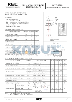 KTC4379 datasheet - EPITAXIAL PLANAR NPN TRANSISTOR (POWER AMPLIFIER, POWER SWITCHING)