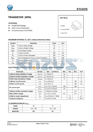 KTC4376 datasheet - TRANSISTOR (NPN)