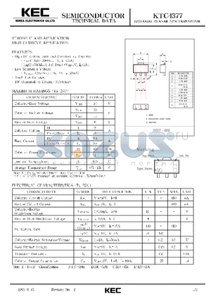 KTC4377 datasheet - EPITAXIAL PLANAR NPN TRANSISTOR (STROBO FLASH, HIGH CURRENT)