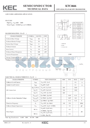 KTC4666 datasheet - EPITAXIAL PLANAR NPN TRANSISTOR