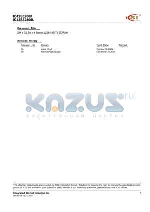 IC42S32800-6BIG datasheet - 2M x 32 Bit x 4 Banks (256-MBIT) SDRAM