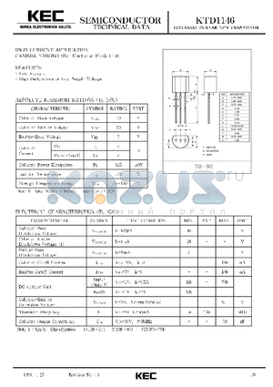 KTD1146 datasheet - EPITAXIAL PLANAR NPN TRANSISTOR (HIGH CURRENT CAMERA STROBO)