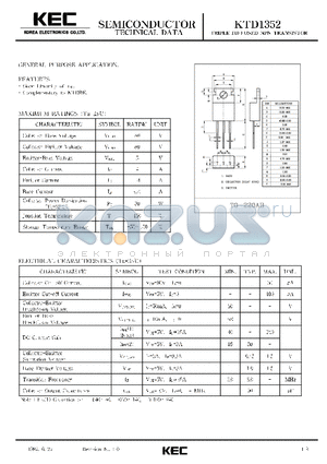 KTD1352 datasheet - TRIPLE DIFFUSED NPN TRANSISTOR(GENERAL PURPOSE)