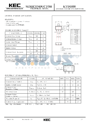 KTD1898 datasheet - EPITAXIAL PLANAR NPN TRANSISTOR (GENERAL PURPOSE)