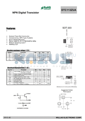 DTC113ZUA datasheet - NPN Digital Transistor