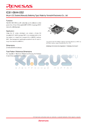 IC61-0644-052 datasheet - 64-pin LCC Socket