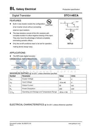 DTC114ECA datasheet - Digital Transistor