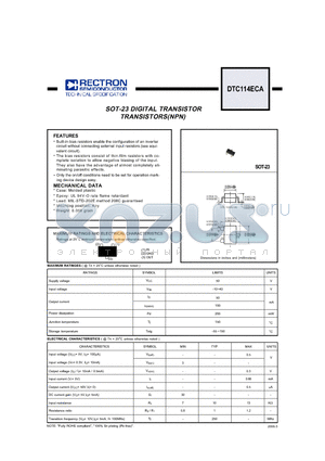 DTC114ECA datasheet - SOT-23 DIGITAL TRANSISTOR TRANSISTORS(NPN)