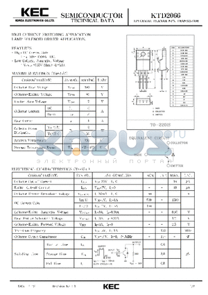 KTD2066 datasheet - EPITAXIAL PLANAR NPN TRANSISTOR (HIGH CURRENT SWITCHING, LAMP SOLENOID DRIVER)