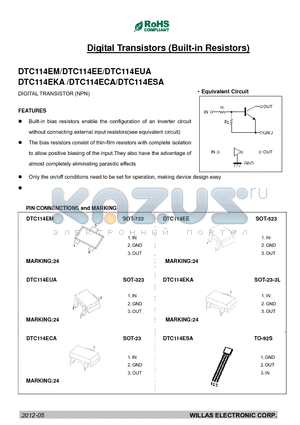 DTC114EM datasheet - Digital Transistors (Built-in Resistors)