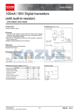 DTC114GUA_09 datasheet - 100mA / 50V Digital transistors (with built-in resistor)