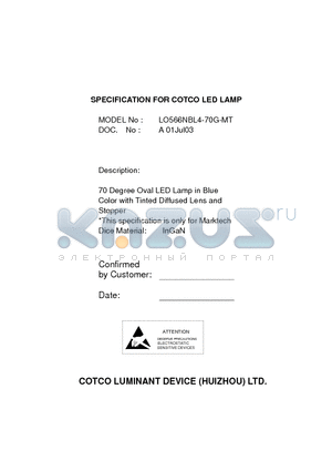 LO566NBL4-70G-MT datasheet - SPECIFICATION FOR COTCO LED LAMP