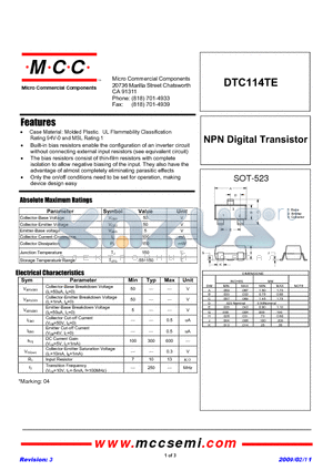 DTC114TE_09 datasheet - NPN Digital Transistor