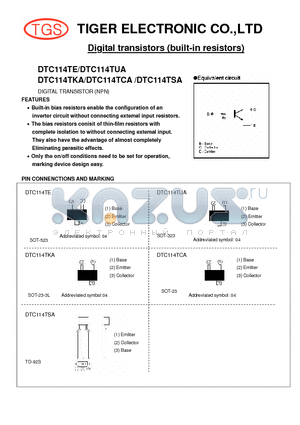 DTC114TSA datasheet - Digital transistors (built-in resistors)