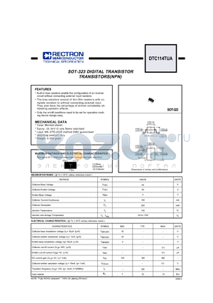 DTC114TUA datasheet - SOT-323 DIGITAL TRANSISTOR TRANSISTORS(NPN)