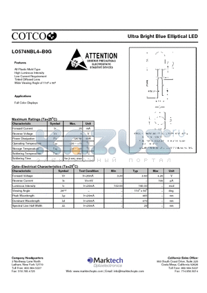 LO574NBL4-B0G datasheet - Ultra Bright Blue Elliptical LED