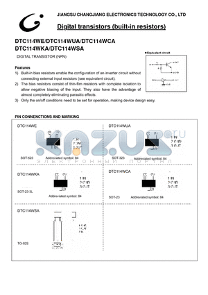 DTC114WE datasheet - Digital transistors (built-in resistors)