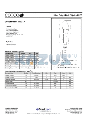 LO5SMAHR4-B0G-A datasheet - Ultra Bright Red Elliptical LED