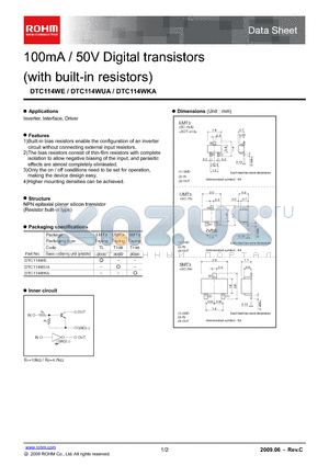 DTC114WKA datasheet - 100mA / 50V Digital transistors (with built-in resistors)