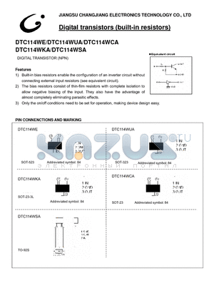 DTC114WUA datasheet - Digital transistors (built-in resistors)