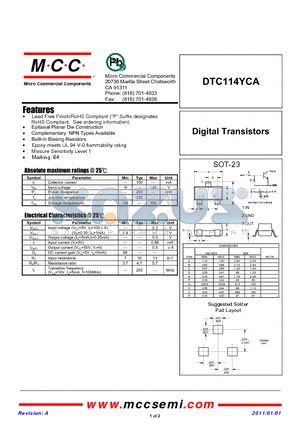 DTC114YCA datasheet - Digital Transistors