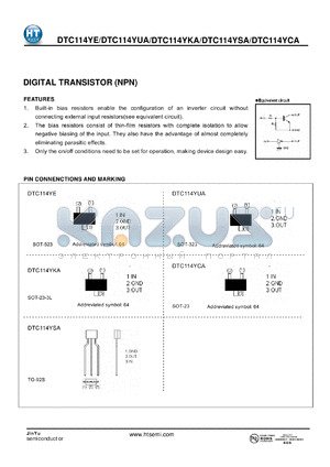 DTC114YCA datasheet - DIGITAL TRANSISTOR (NPN)