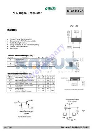 DTC114YCA datasheet - NPN Digital Transistor