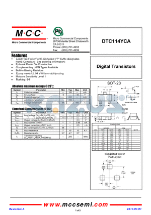 DTC114YCA_11 datasheet - Digital Transistors