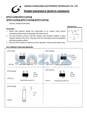 DTC114YCA datasheet - Digital transistors (built-in resistors)