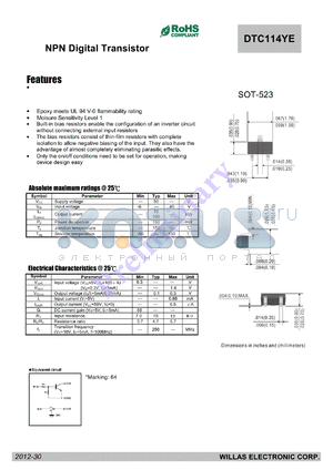 DTC114YE datasheet - NPN Digital Transistor