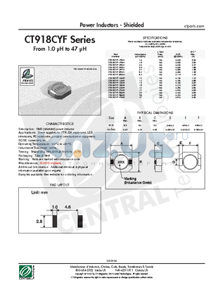 CT918CYF-100M datasheet - Power Inductors - Shielded