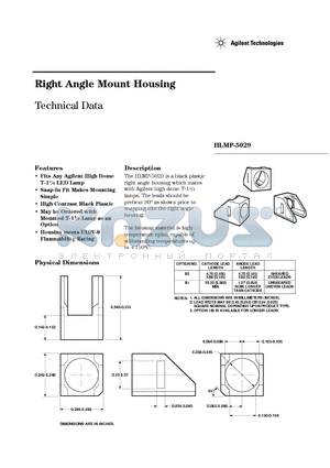 HLMP-5029 datasheet - Right Angle Mout Housing