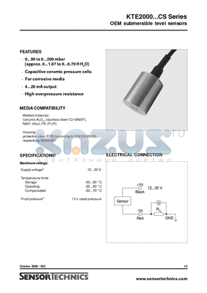 KTEM2100G4C5S datasheet - OEM submersible level sensors