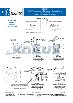 630A005NF datasheet - EMI/RFI Environmental G-Spring Bulkhead Fitting