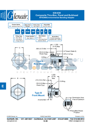 630A030XM datasheet - Composite Thru-Box, Panel and Bulkhead