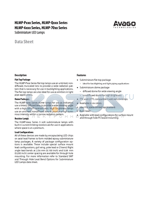 HLMP-6620-F001S datasheet - Subminiature LED Lamps