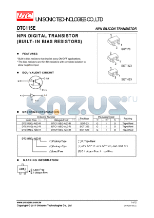 DTC115E datasheet - NPN DIGITAL TRANSISTOR