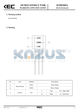 KTH2369A datasheet - TO-92 PACKAGE