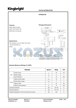 KTIR0221DS datasheet - PHOTO-INTERRUPTER