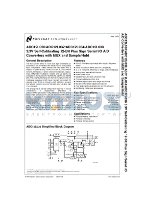ADC12L032CIWM datasheet - 3.3V Self-Calibrating 12-Bit Plus Sign Serial I/O A/D Converters with MUX and Sample/Hold