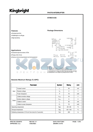 KTIR0721DS datasheet - PHOTO-INTERRUPTER