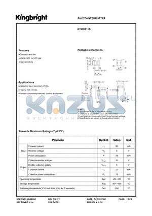 KTIR0811S datasheet - PHOTO-INTERRUPTER