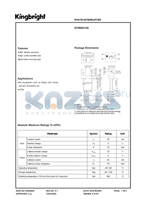 KTIR0621DS datasheet - PHOTO-INTERRUPTER