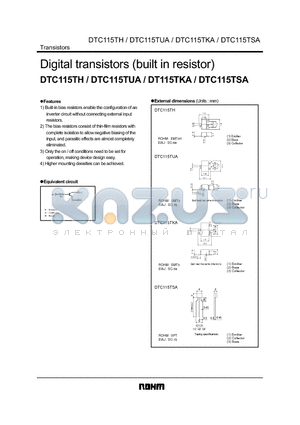 DTC115TUA datasheet - Digital transistors (built in resistor)
